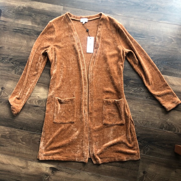 Socialite Chenille Longline Cardigan Rust large - Picture 2 of 9